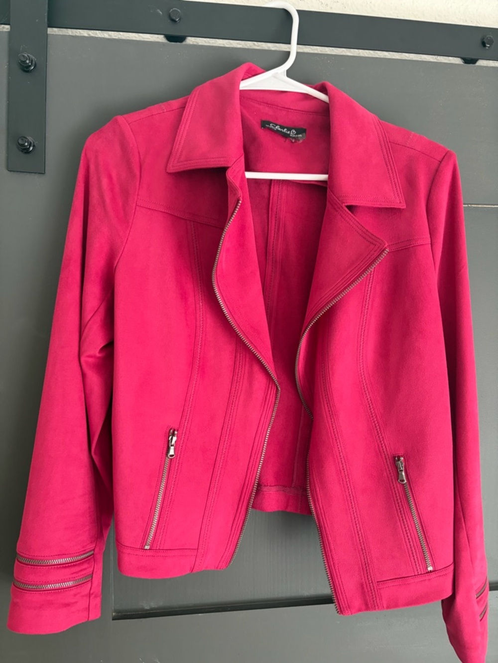 Charlie B Suede-Look Hot Pink Women's Jacket - Fashionable Moto Style